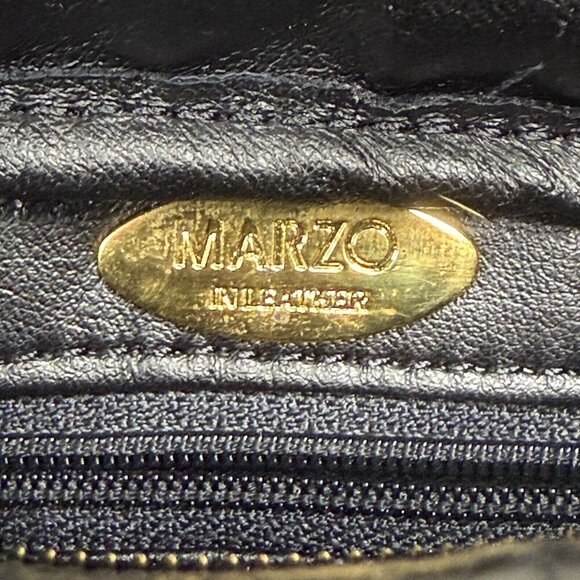 Marzo In Leather Vintage Never Used Black Leather Crossbody Bag Purse Ostrich - Picture 8 of 8